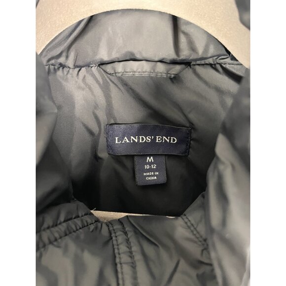 LANDS' END Women's Black Quilted Snap Front Down Vest Medium - Picture 2 of 4